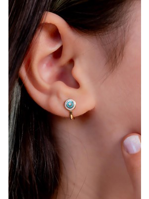 14 Ayar Altın Göz Mineli Çocuk Küpe