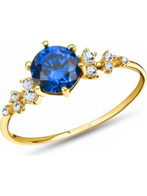 Oro Bravo 14 Ayar Altın Minimal Safir Yüzük