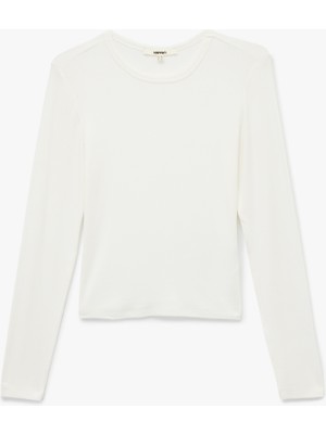 Slim Fit Uzun Kollu Bisiklet Yaka Viskon Tişört