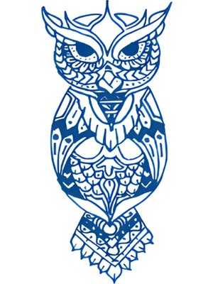 Tattoo GZ-126 Orta Boy Yarı Kalıcı Etnik Baykuş Desen Dövme-Tatto
