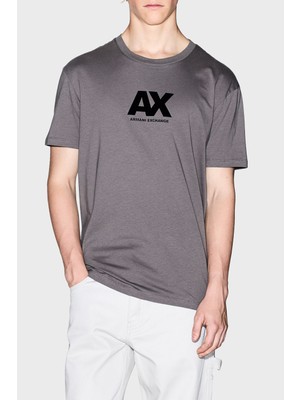 Armani Exchange Logo Baskılı Pamuklu Regular Fit Bisiklet Yaka T Shirt Erkek T Shirt XM001403 AF16432 U8092