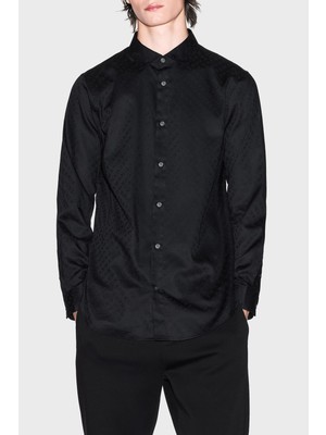 Armani Exchange Jakarlı % 100 Pamuk Regular Fit Klasik Yaka Gömlek Erkek Gömlek XM001142 AF13131 FC022