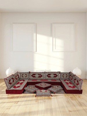 Şark Köşesi Takımı (20 cm Minder Kalınlığı) Bordo Yahyalı  Modeli 19 Parça