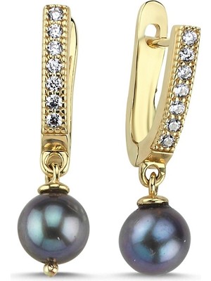 Siyah Doğal Inci Küpe