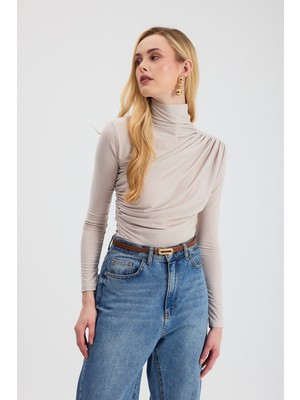Rays Taş Büzgü Detay Sandy Bluz 20059