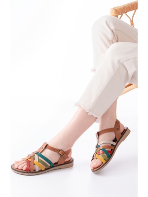 205-208 Multi Hakiki Deri Ortopedik Taban Kadın Sandalet