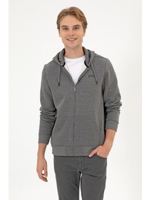 U.S. Polo Assn. Erkek Regular Fit Antrasit Melanj Şardonlu Örme Hırka 50313755-VR081