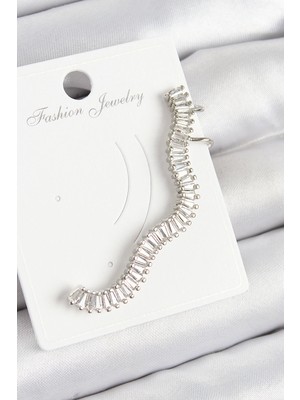 Bfs Pirinç Su Yolu Model Gümüş Renk Sağ Kıkırdak Küpe