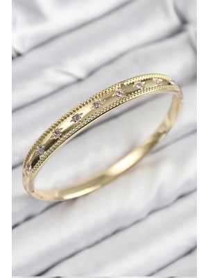 Bfs Pirinç Zirkon Taşlı Kutup Yıldızı Model Gold Renk Kadın Kelepçe