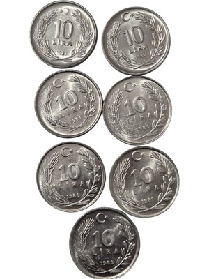 Koleksiyon 1981-82-84-85-86-87-88 Yılı 10 Lira Çil