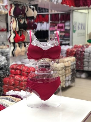 Iç Giyim Ebru Destekli Silikonlu Tulumlu Sütyen ve Külot Takım (Sütyen Yıkama Topu Hediyeli)