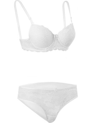 Iç Giyim Ebru Desteksiz Dantelli Sütyen ve Külot Takım (Sütyen Yıkama Topu Hediyeli)