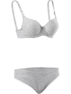 Iç Giyim Ebru Lüx Silikonlu Destekli Düz Sütyen Külot Takım (Sütyen Yıkama Topu Hediyeli )