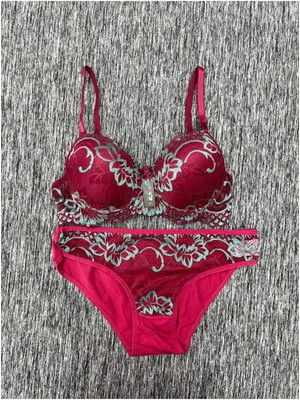 Iç Giyim Ebru Ebruli Desteksiz Sütyen ve Külot Takım (Sütyen Yıkama Topu Hediyeli)