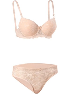 Iç Giyim Ebru Destekli Dantelli Sütyen ve Külot Takım (Sütyen Yıkama Topu Hediyeli)