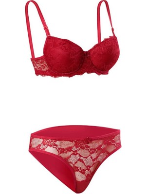 Iç Giyim Ebru Destekli Dantelli Sütyen ve Külot Takım (Sütyen Yıkama Topu Hediyeli)