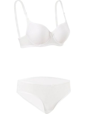 Iç Giyim Ebru Lüx Silikonlu Destekli Düz Sütyen Külot Takım (Sütyen Yıkama Topu Hediyeli )