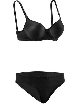 Iç Giyim Ebru Lüx Silikonlu Desteksiz Düz Sütyen Külot Takım (Sütyen Yıkama Topu Hediyeli )