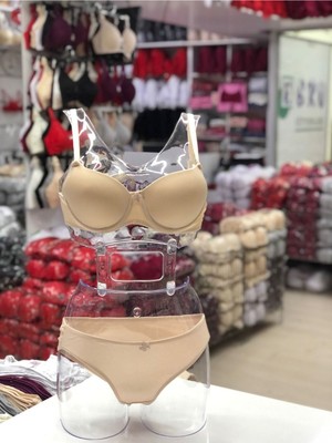 Iç Giyim Ebru Destekli Silikonlu Tulumlu Sütyen ve Külot Takım (Sütyen Yıkama Topu Hediyeli)