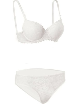 Iç Giyim Ebru Destekli Dantelli Sütyen ve Külot Takım (Sütyen Yıkama Topu Hediyeli)