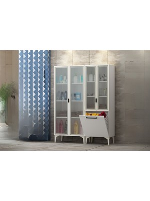 Yen 4 Kapaklı Kirli Sepetli Banyo Dolabı