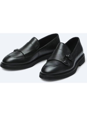 Siyah Deri Smart Casual Loafer