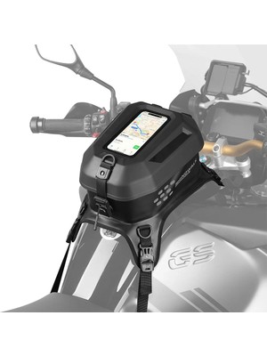 Rhinowalk MTR2506BK 5.6l Su Geçirmez Sert Kabuk Motosiklet Tank Çantası – Telefon Cepli, Manyetik Kapaklı, Omuz Askılı, Universal Uyumlu
