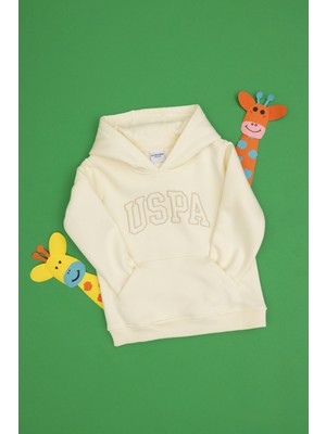 U.S. Polo Assn. Kız Çocuk Krem Kapüşonlu Şardonlu Basic Sweatshirt 50314311-VR256