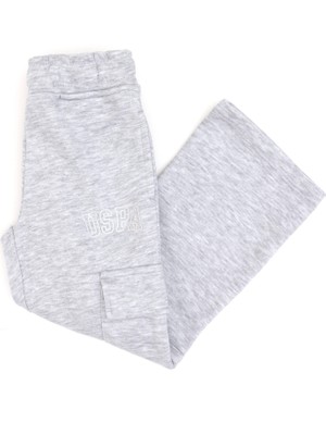 U.S. Polo Assn. Kız Çocuk Açık Gri Melanj Cep Detaylı Parlak Baskılı Eşofman Altı 50316892-VR091