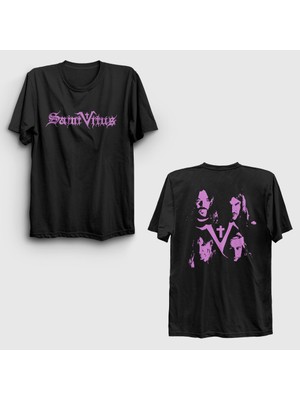 Presmono Unisex Siyah Band Saint Vitus Sırt Baskılı T-Shirt