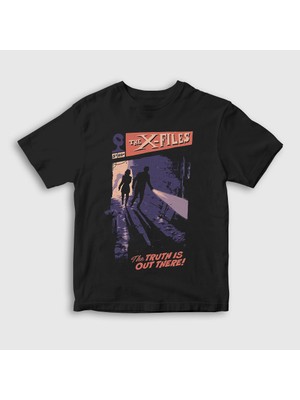 Presmono Unisex Çocuk Siyah Comics Dizi The x Files T-Shirt