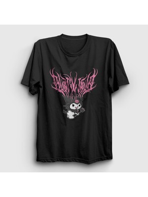 Presmono Unisex Siyah Metal Müzik Kurami Kuromi T-Shirt