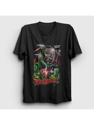 Presmono Unisex Siyah Martians Mars Attacks Tim Burton T-Shirt