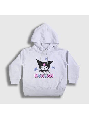 Presmono Unisex Çocuk Beyaz Ribbons Kurami Kurami Kapüşonlu Sweatshirt