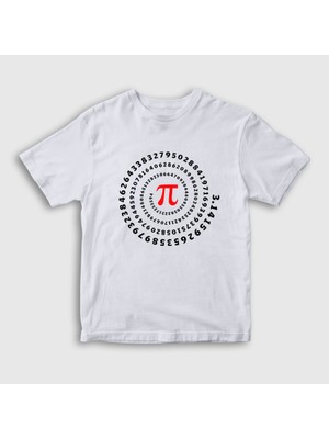 Presmono Unisex Çocuk Beyaz Spiral Pi Sayısı Hediye Matematik T-Shirt