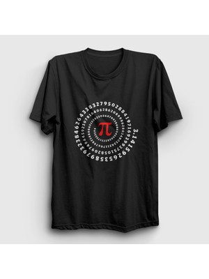 Presmono Unisex Siyah Spiral Pi Sayısı Hediye Matematik T-Shirt