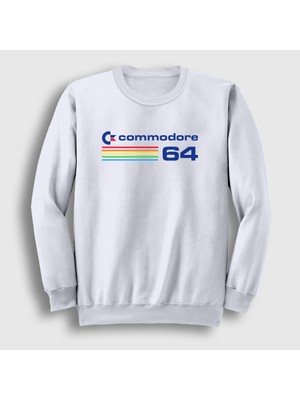 Presmono Unisex Beyaz Vintage Atari Logo Commodore 64 Sweatshirt