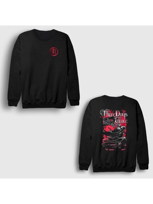 Presmono Unisex Siyah Snake Three Days Grace Sırt Baskılı Sweatshirt