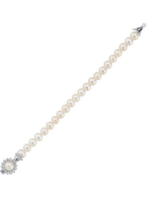 Papatya Zirkon Taşlı Doğal Inci Kolye Bileklik