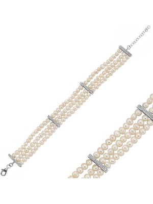 Doğal Inci Zirkon Taşlı Bileklik