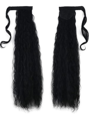 MiraLive Bağlamalı Kabarık Dalgalı At Kuyruğu - Siyah