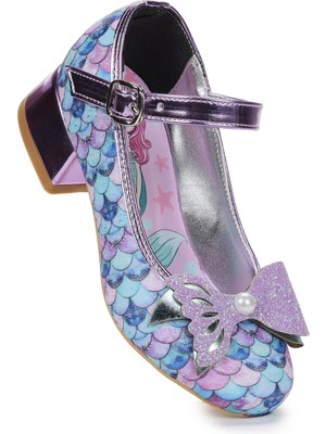 Kiko Kids Deniz Kızı İnci Fiyonklu Simli Kız Çocuk Topuklu Abiye Ayakkabı