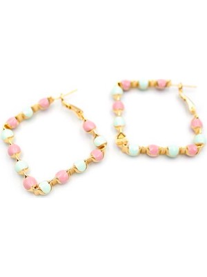 Mineli Halka Küpe - Pembe