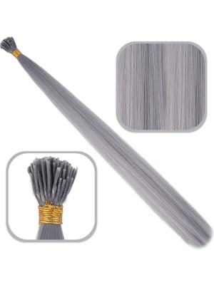 MiraLive Fiber Sentetik Boncuk Kaynaklık Renkli Saç - Koyu Gri - 100 Adet