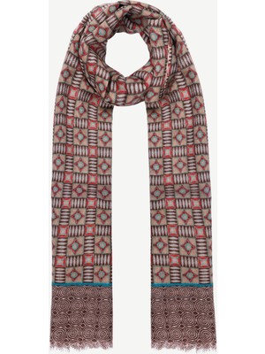 Geometrik Desenli ve Yün Karışımlı Şal