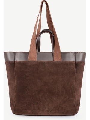 Kolon Detaylı Süet Deri Omuz Çantası