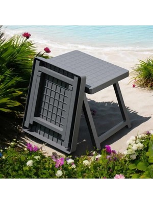 Portatif Plastik Katlanabilir Sehpa Av Balık Kamp Piknik Masası Gri