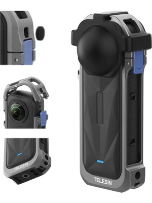 TELESIN Uyumlu Utility Metal Çerçeve - INSTA360 X5 İçin Dayanıklı Alüminyum Yapı ve Tam Koruma