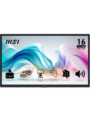 MSI 15.6" PRO MP165 E6 1920x1080 (FHD) 16:9 FLAT IPS 60HZ 4MS PORTATIF MONITOR