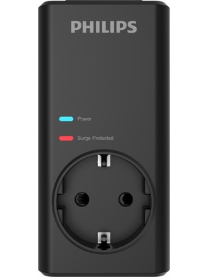 Philips CHP7010B/10 1140 Joule Tekli Akım Korumalı Priz, Siyah